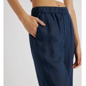 Quince 100% European Linen Pants Deep Navy Cropped Women’s Medium Relaxed